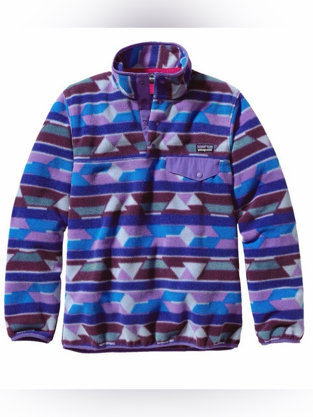 Patagonia Lightweight Synchilla Snap-T Pullover Blue/Purple Aztec - Size Small